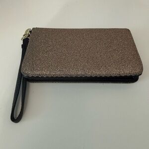 Betsey Johnson Gold Glitter Wristlet Clutch